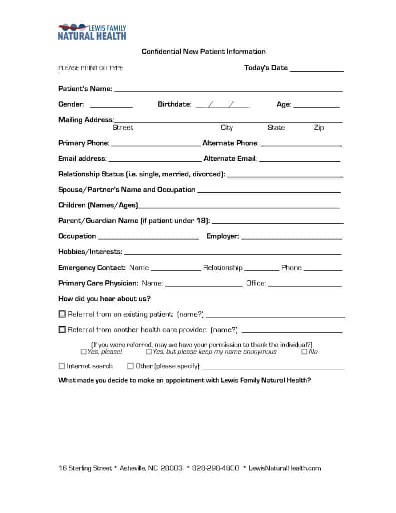 New Patient Forms | Lewis Family Natural Health